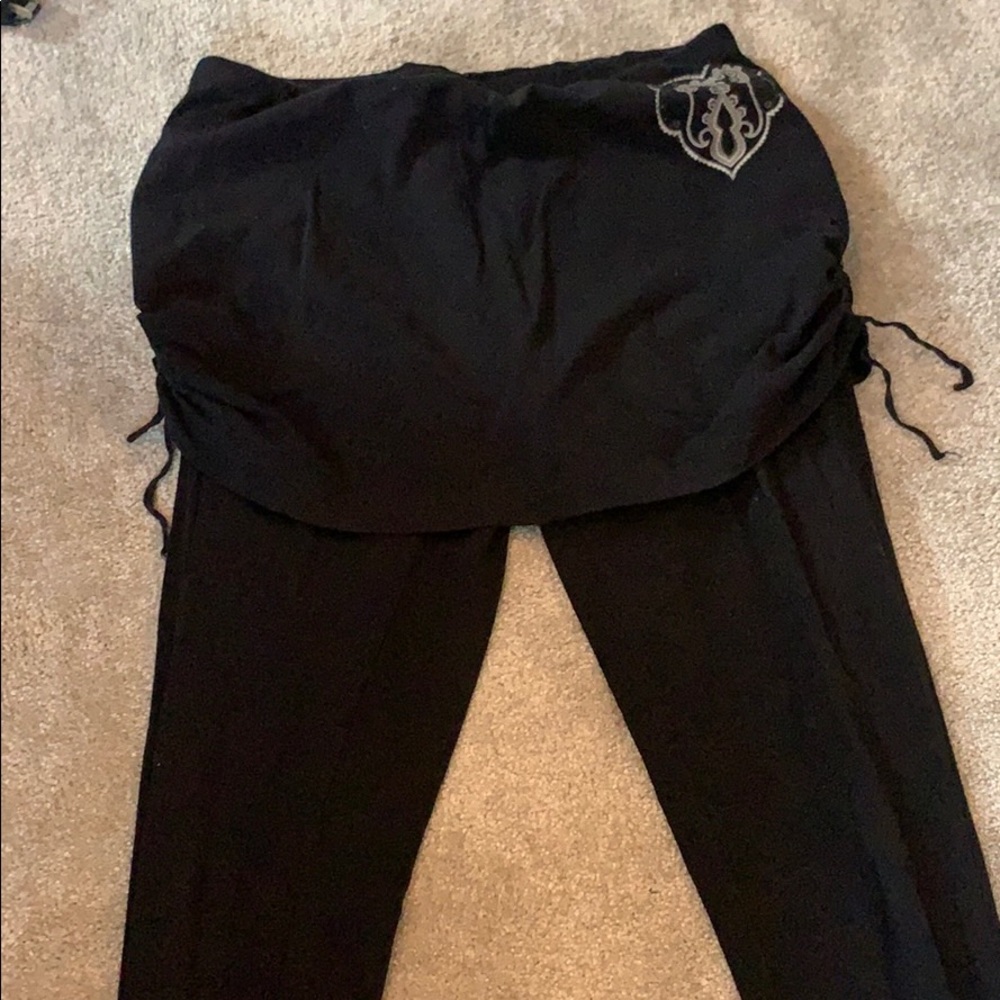 Black leggings, white detail with skirt